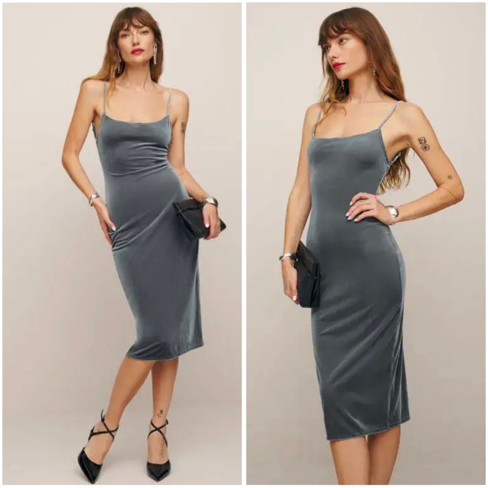 REFORMATION Cocktail Party City Chic Timeless Versatile Velvet Slip Dress L NWT